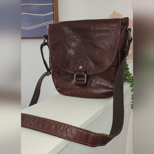 Jack Georges Rich Brown Leather Crossbody Purse